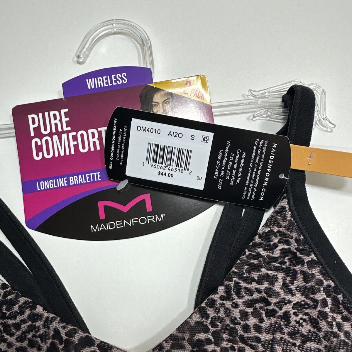 Maidenform Bralette Wireless Small 2pk Leopard & Black Stretch