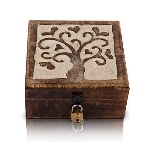 Great Birthday Gift Handmade Decorative Wooden Jewelry Box White Wash Finish