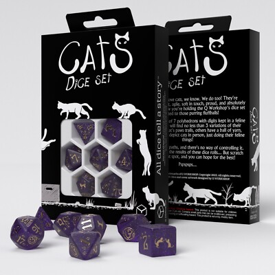 QWSSCAT01 Q-Workshop Cats Dice Set Purrito (7)