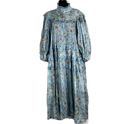 Yvonne S Maxi Dress M tiered Queen Victoria Hippy Hand Made Cotton Voile Floral