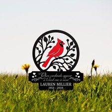 Personalized Memorial Stake Metal, Cardinal Garden Stakes, Cardinals Appear