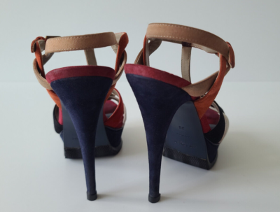 YSL Tribute Yves Saint Laurent Multicolor Suede Sandal Heels 36 | eBay