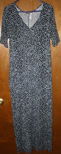 Women's Gray Black Leopard Maxi Dress With Pockets Size Medium Comfy Boho GUC