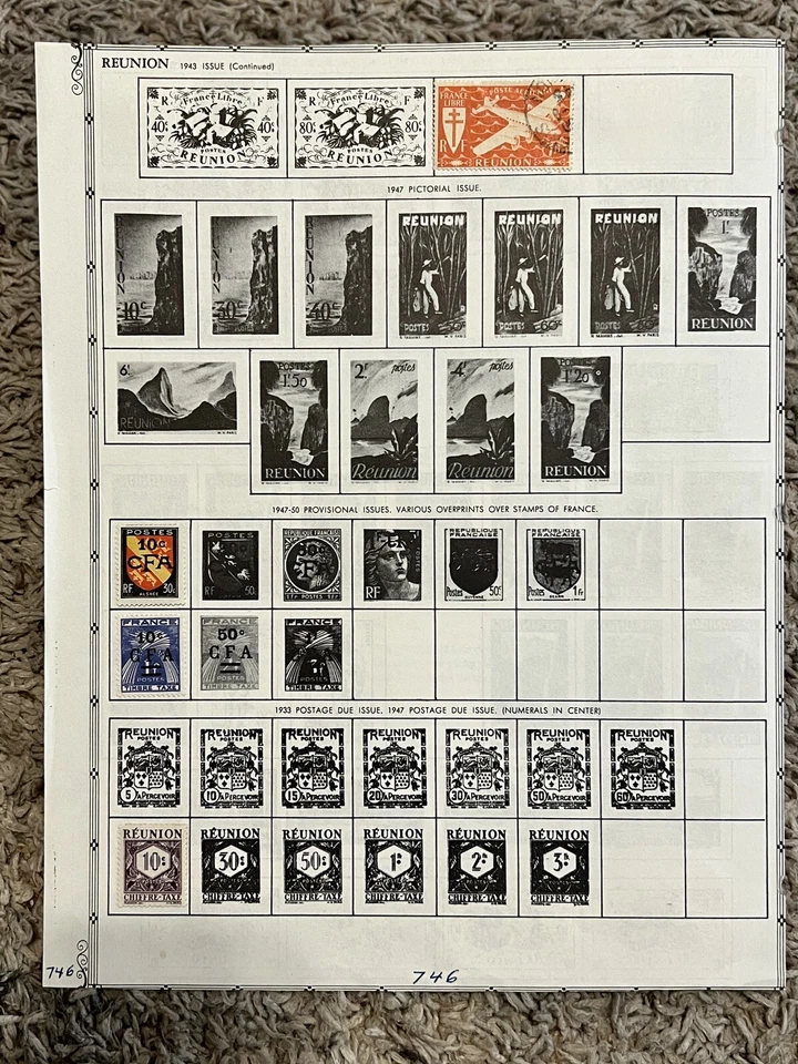 1885-1950 REUNION MINT USED STAMPS LOT ON ALBUM PAGE INDIAN OCEAN, SON CANCELS - Image 3 of 4