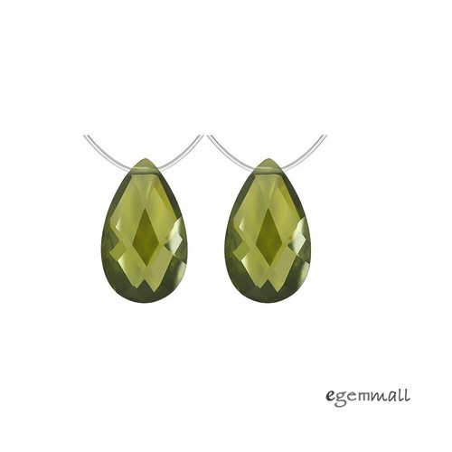 2 Cubic Zirconia Faceted Flat Teardrop Briolette Pendant Beads 12mm x 20mm - Picture 2 of 13