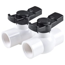 1-1/2" PVC Ball Valve 2-Pack Shut-Off Ball Valve Threaded NPT with Easy to ro...