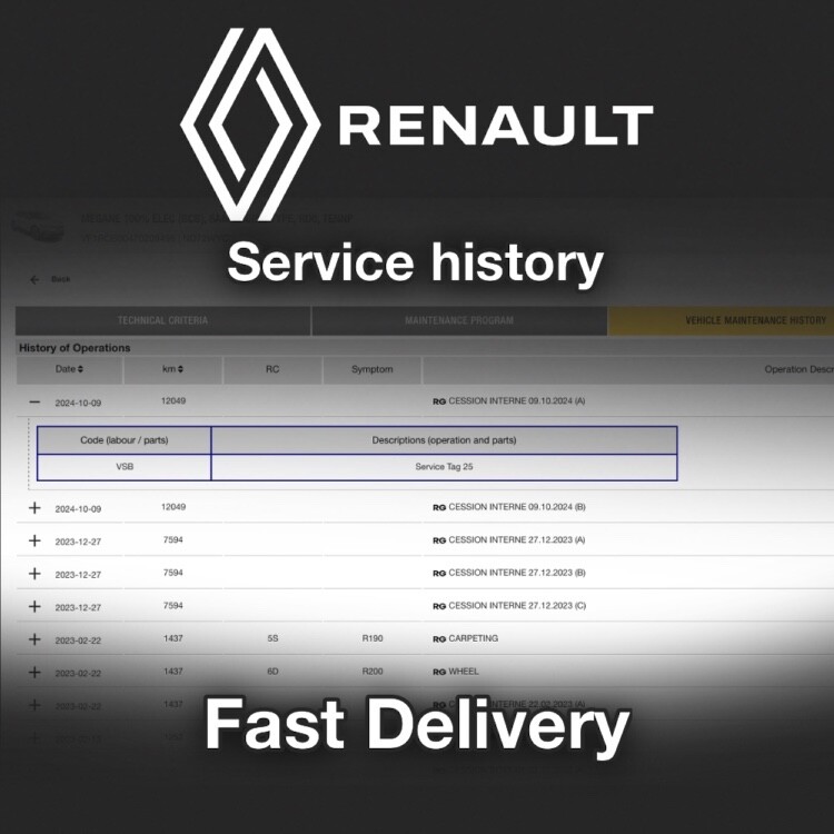 Renault Service History Records (Service Report)