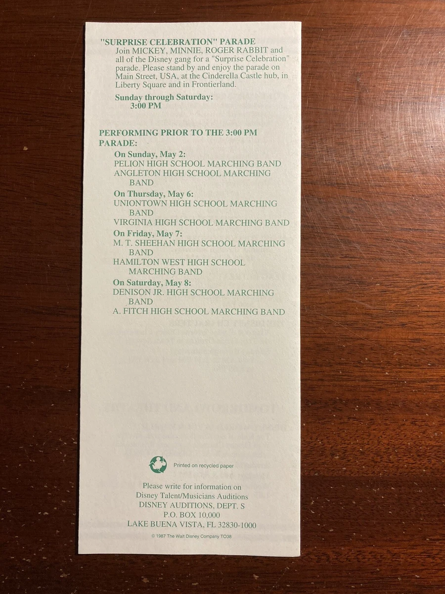 Magic Kingdom Entertainment Show Schedule May 2-8 1993 Disney World Vtg  Brochure | eBay