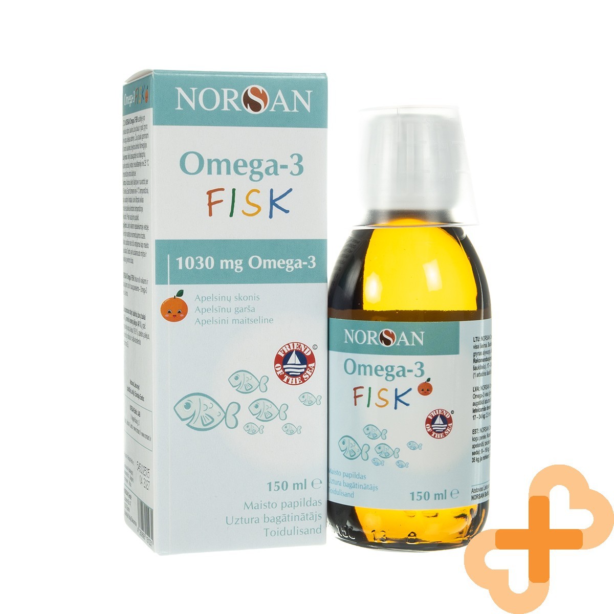 NORSAN Omega-3 Fisk Orange Flavored Fish Oil 150ml for Kids Brain Nervous System