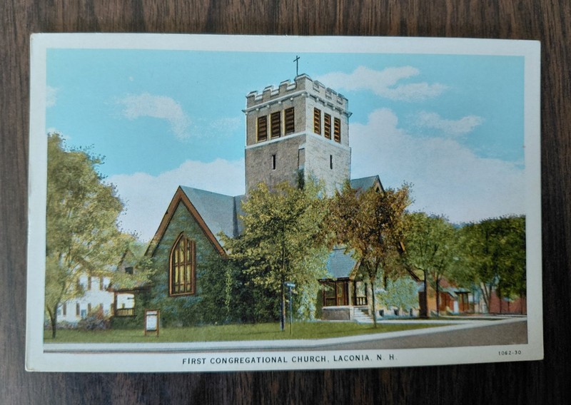 Laconia New Hampshire First Congregational Church Vintage Curteich Postcard 
