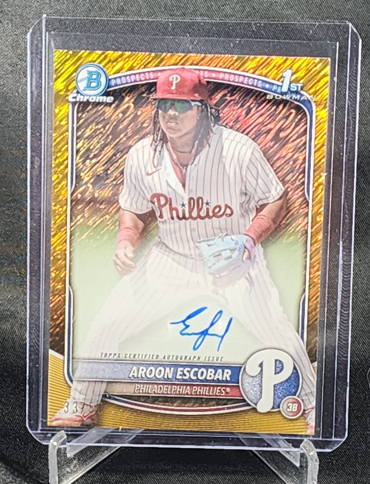 2025 Bowman Chrome Aroon Escobar Gold Shimmer Auto /50 1st Bowman Phillies
