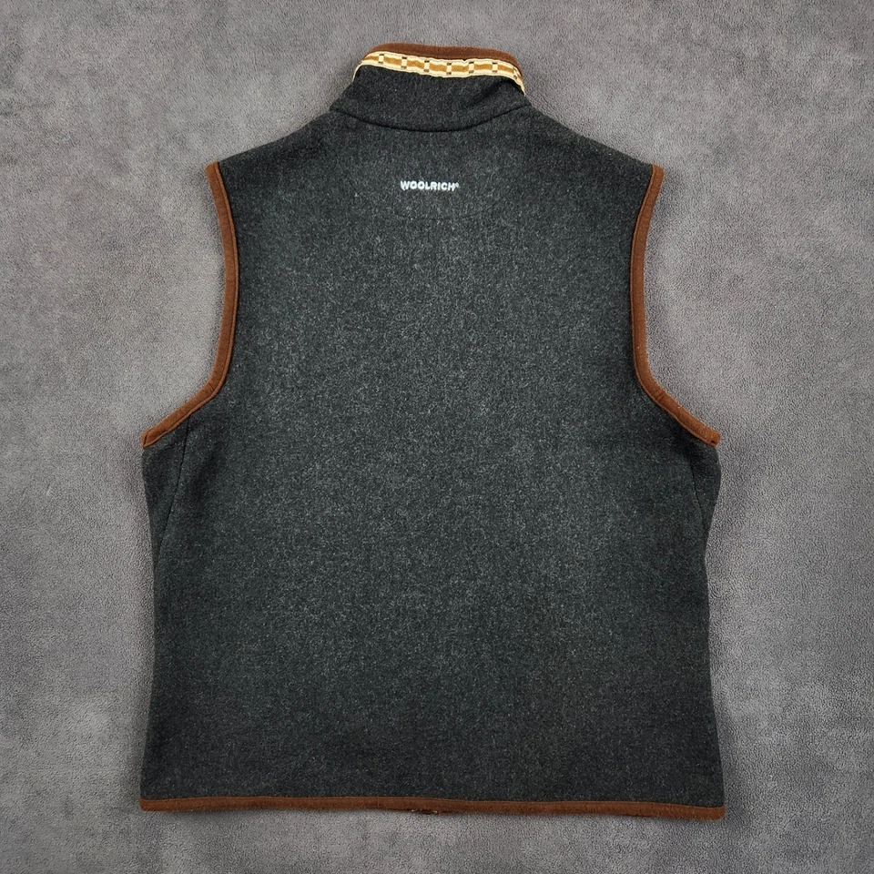 Chaleco Woolrich Mujer Gris Medio 100% Lana Cremallera Completa Bolsillos Exterior Ligero Foto 2 de 4