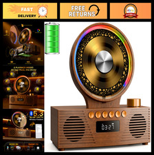 Bluetooth Retro CD Player with Dual Speakers, 6-in-1 Playback, Portable, RGB Lig