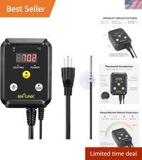 Digital Reptile Thermostat  Heat Mat Controller - 40-108 F, Listed, 1000W