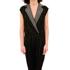 NWT Emporio Armani Jumpsuit w/Small Rhinestone Collar  Hem FABULOUS w/flaw- 40