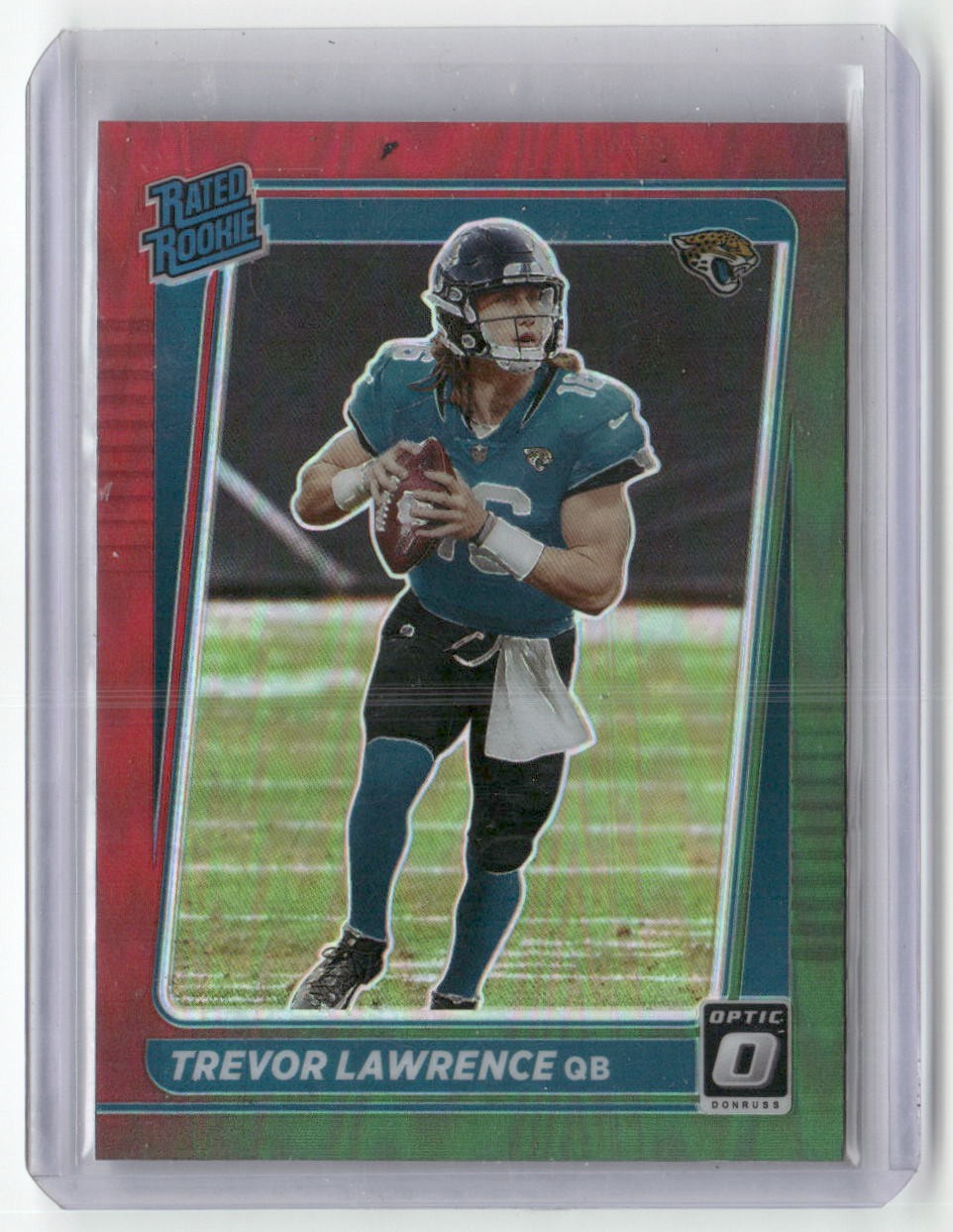 2021 Donruss #P-251 Trevor Lawrence Optic Rated Rookie Preview Red and Green