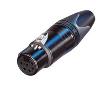  One Neutrik NC6FXX-B 6 pole female cable connector with black metal housing an