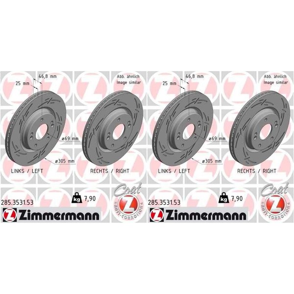2X Zimmermann Black Z Bremsscheiben 305Mm Geschlitzt InnenbelÜFtet Vorne Passend-image
