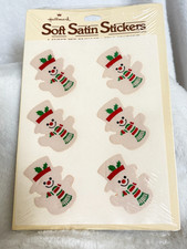 New Vintage Sealed 1980's Hallmark Soft Satin Holiday Snowman Stickers