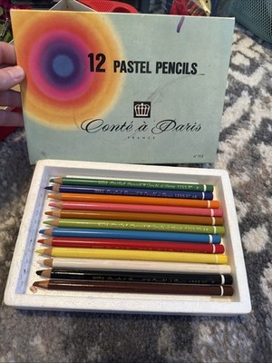 Vintage Conte A Paris Lot Of Pastel Pencils In Original Box Lot Of 12
