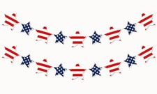 Patriotic Star Garland Banner for 4th of July Decorations, Red White Blue