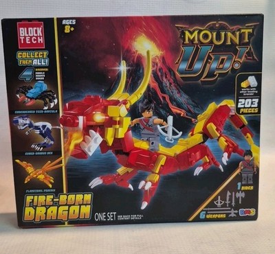 NEW, BLOCK TECH - MOUNT UP! -FIRE-BORN DRAGON- Building Block Set 203 Pieces