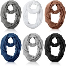 6 Pcs Women Infinity Scarf Solid Color Lightweight Loop Scarf Plain Colors