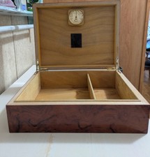 Humidif Lacquered Burlwood Spanish Cedar Lined Humidor Desktop Style