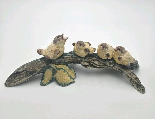 Vintage Stangl Pottery Yellow & Black Goldfinches Birds On A Branch (RUSTIC)