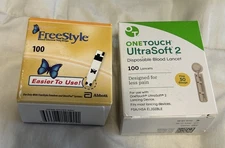 Brand NEW: Freestyle 100ct Test Strips Exp. 08-26 & One Touch Ultrasoft Lancets
