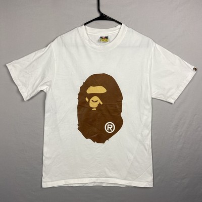BAPE Big Ape Head Tee Shirt Men s Medium White Brown Break Through Bathing Ape