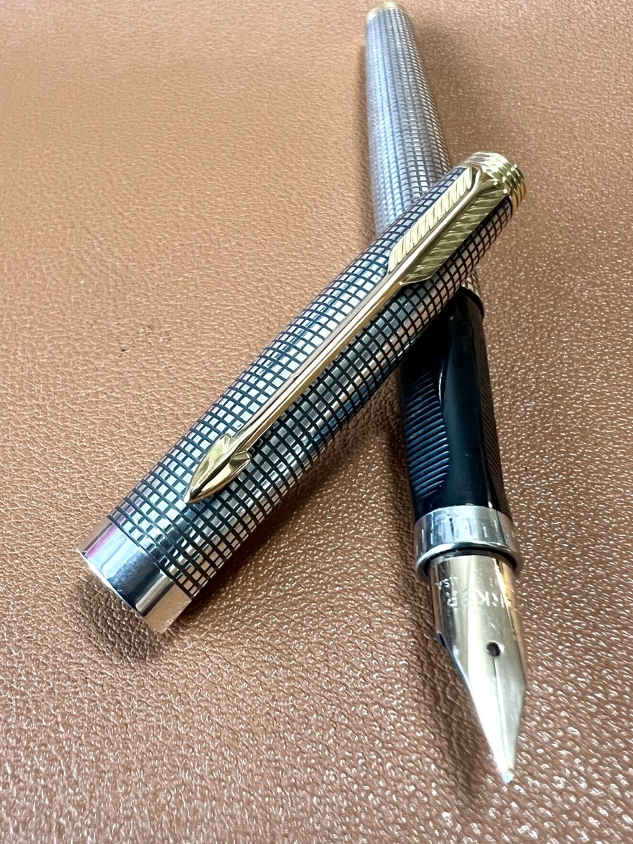 Vintage PARKER 75 Sterling Silver Fountain Pen Fine Nib USA Cisele