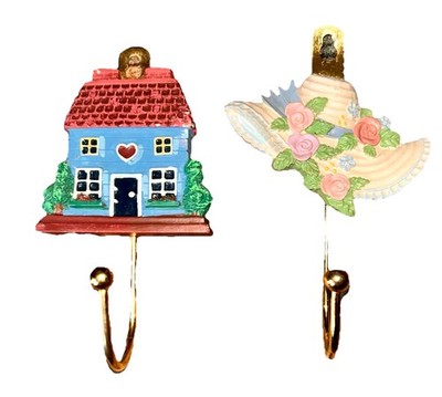 2 VTG 80 s Avon Country Signature Collection Wall Hooks - Country House & Bonnet