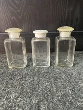 Vintage Upjohn Empty Glass Bottles Plastic Lid Set of 3