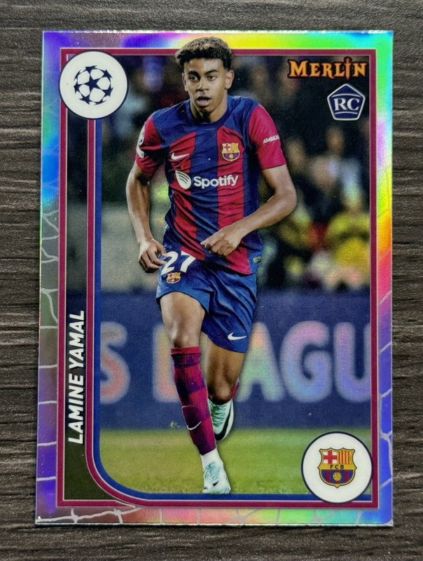 2023-24 Topps Merlin UCC Lamine Yamal RC #27 Refractor FC Barcelona Holo Rookie