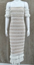 Likely Dress Womens 4 Ivory Milaro Off the Shoulder Lace Midi Ruffle Boho Party
