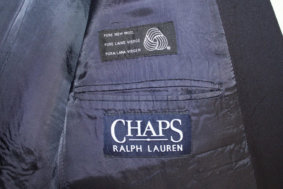 NAVY-BLUE CHAPS by RALPH LAUREN 100% WOOL GOLD METAL BUTTON BLAZER JACKET sz 44L - Image 4 of 4