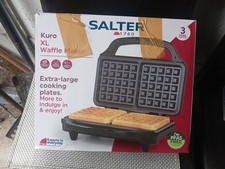 Salter Kuro XL Waffle Maker Extra Large Non-Stick Plates PFAS Free Black