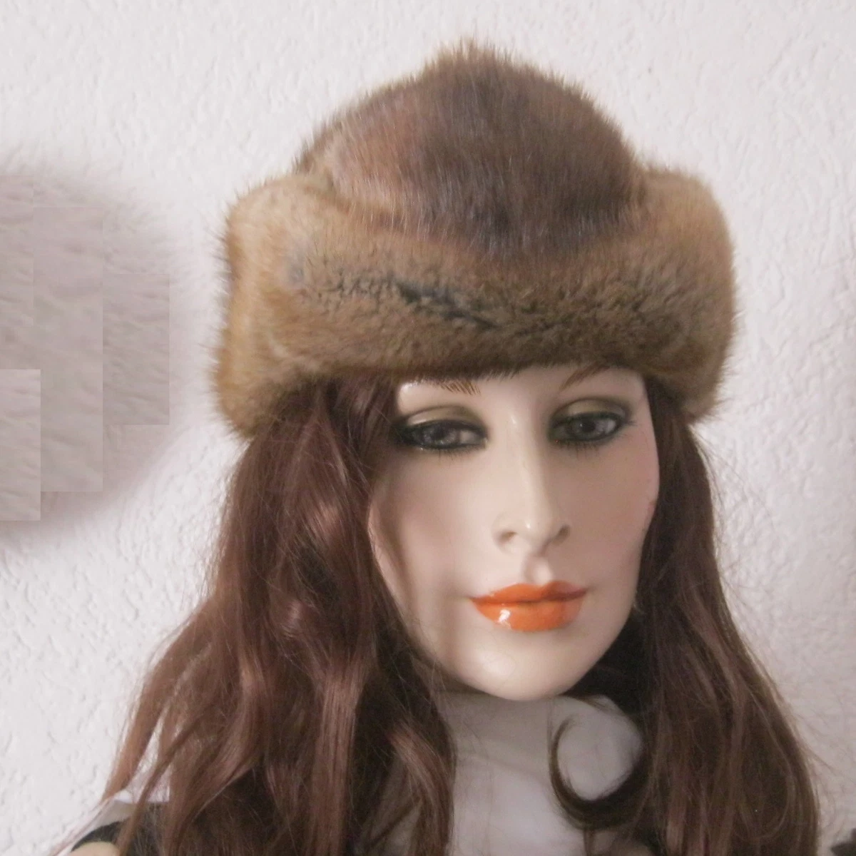 Alte Pelzkappe Pelzmütze Hut hellbraun Pelz Hut  Vintage Gr. ca 56