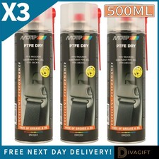 3 x MOTIP PTFE DRY LUBRICANT SPRAY 500ML PROTECT LUBRICATES FREE OF GREASE & OIL