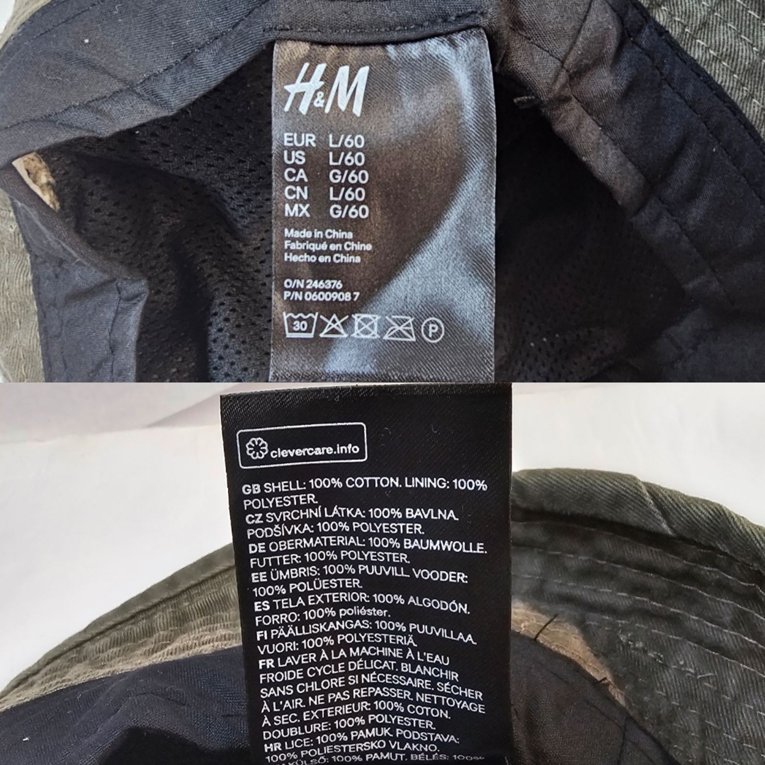 H&M Olive Green Bucket Hat Cotton Military Style Boho Festival Unisex L Cap thumbnail 8