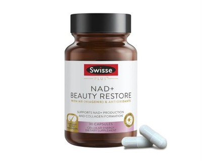 Swisse Plus NAD+ Beauty Restore Supplement 30 Capsules Collagen Anti-Aging