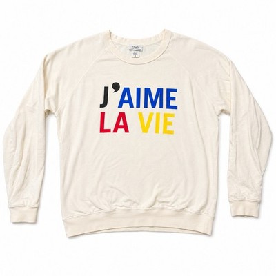 Clare V. x Anthropologie J Aime La Vie Graphic Sweatshirt Women s Medium Cream
