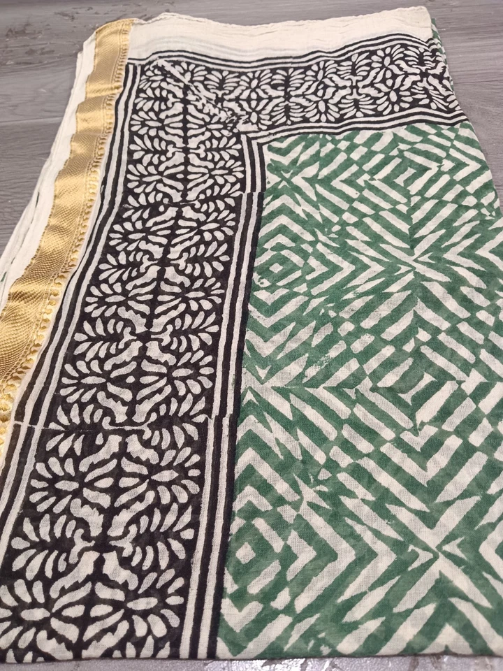 Hand Block Print Sarong 100% Cotton Pareo Women Beach Cover Up Scarf Scarves - Image 2 of 4