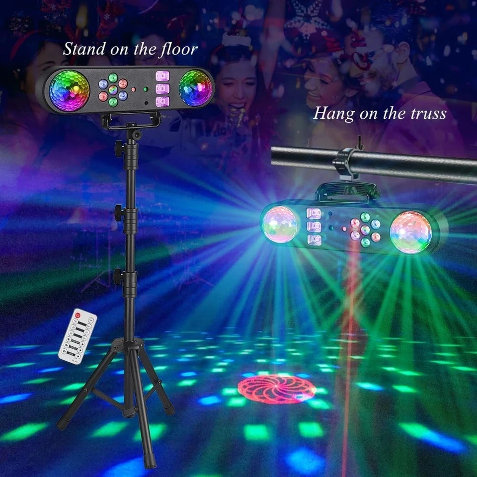 5 In 1 RGB LED DJ Lights Stand Remote Disco Ball Laser Bar Stage Party Effect - Image 2 of 4