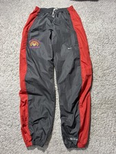 Vintage 1990s Nike Fit Track Pants Grey Red Medium Made USA EUC