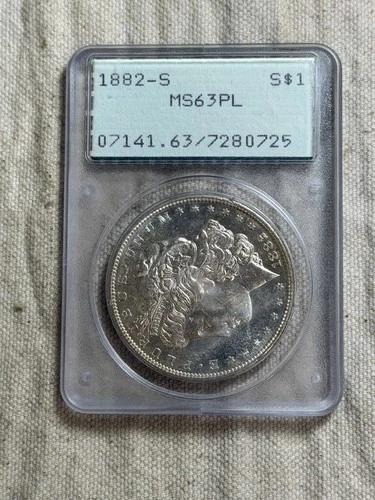 1882-S Silver Morgan Dollar Rattler PCGS MS63PL Proof Like Old Holder