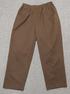 Alia Women's Brown Cropped Size 12 Petite Pants With Elastic Waist