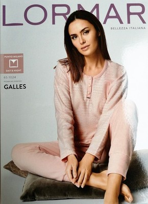 Lormar Women's Long Sleeve Pajamas In Punto Milano Art. 651024
