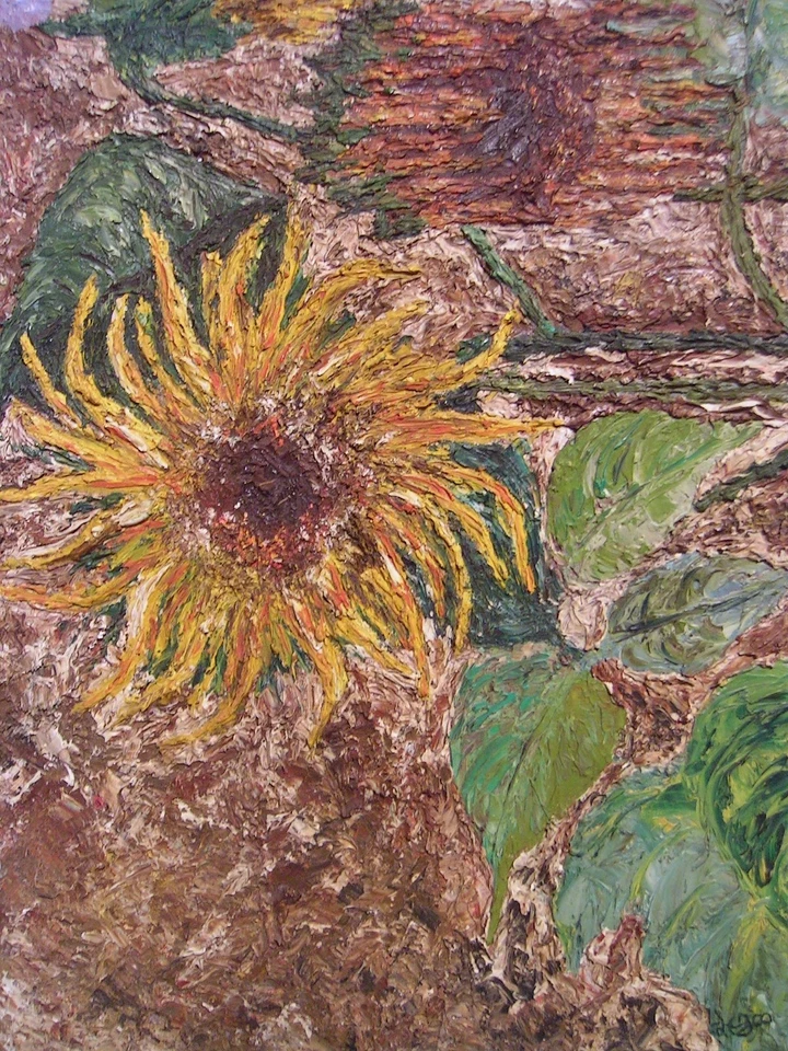 Pintura Floral Impasto Abstracto Brutalista MCM De Colección Años 60 Foto 2 de 4